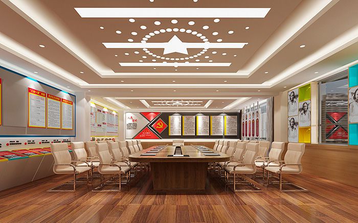 企業怎么設計創意元素的黨建展廳裝修