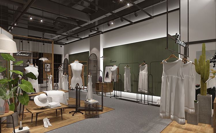 合肥工裝設計|工業風服裝店裝修效果圖